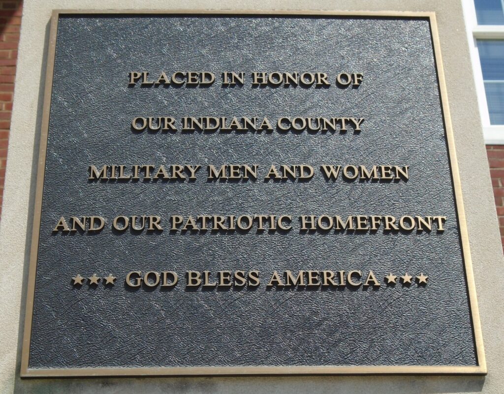INDIANA COUNTY MILITARY MEN AND WOMEN MEMORIAL PLAQUE