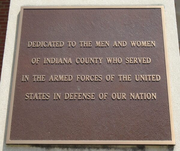 INDIANA COUNTY ARMED FORCES MEMORIAL PLAQUE