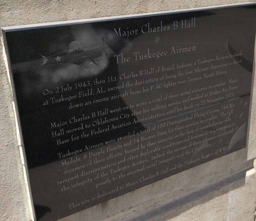 MAJOR CHARLES B. HALL & THE TUSKEGEE AIRMEN WAR MEMORIAL PLAQUE