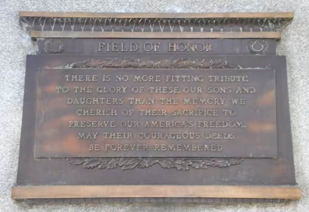 WORLD WAR II FIELD OF HONOR MEMORIAL PLAQUE A