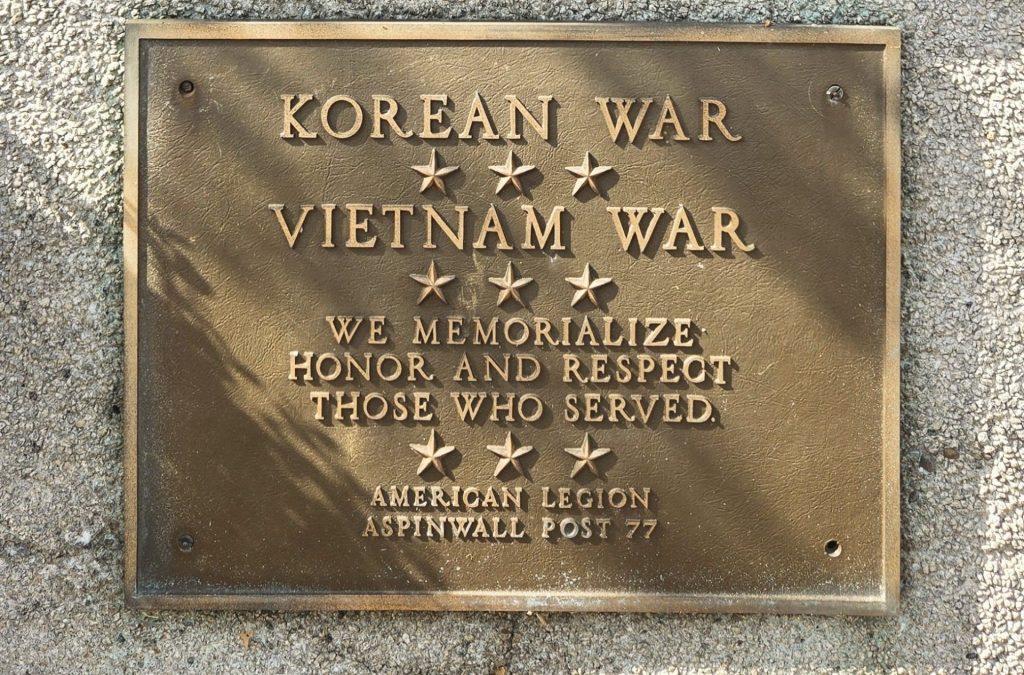 AMERICAN LEGION ASPINWALL POST 77 WAR MEMORIAL PLAQUE B