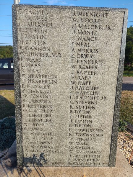 BANNER SUNDAY SCHOOL CLASS OF STORMS CREEK BAPTIST CHURCH WORLD WAR II MEMORIAL BACK