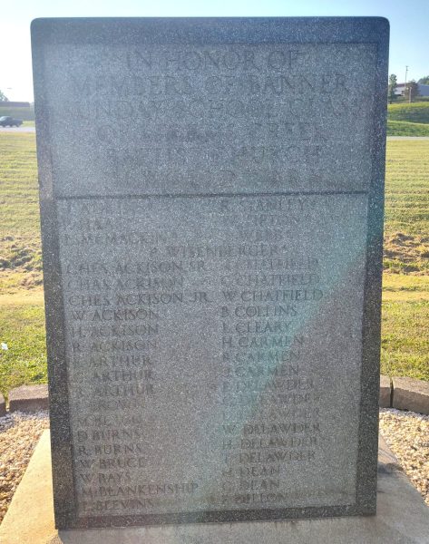 BANNER SUNDAY SCHOOL CLASS OF STORMS CREEK BAPTIST CHURCH WORLD WAR II MEMORIAL FRONT
