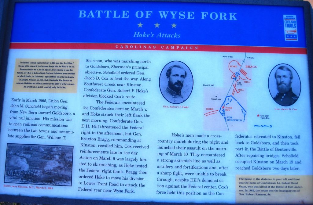 BATTLE OF WYSE FORK WAR MEMORIAL PANEL