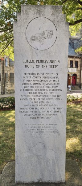 BUTLER, PENNSYLVANIA HOME OF THE “JEEP” MEMORIAL