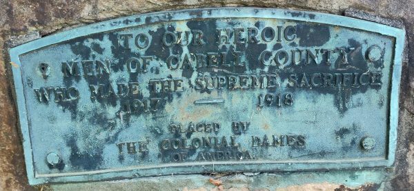 CABELL COUNTY SUPREME SACRIFICE WORLD WAR MEMORIAL PLAQUE