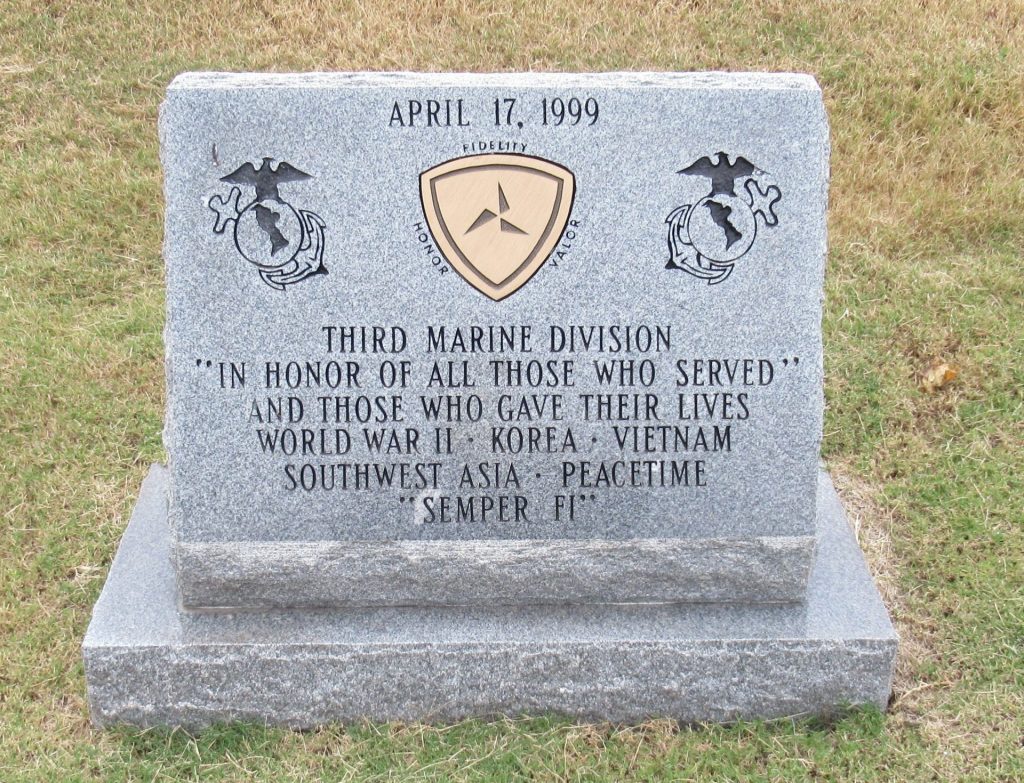 CHATTANOOGA NATIONAL CEMETERY THIRD MARINE DIVISION WAR MEMORIAL