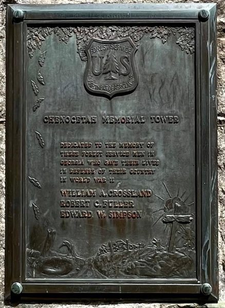 CHENOCETAH MEMORIAL TOWER PLAQUE
