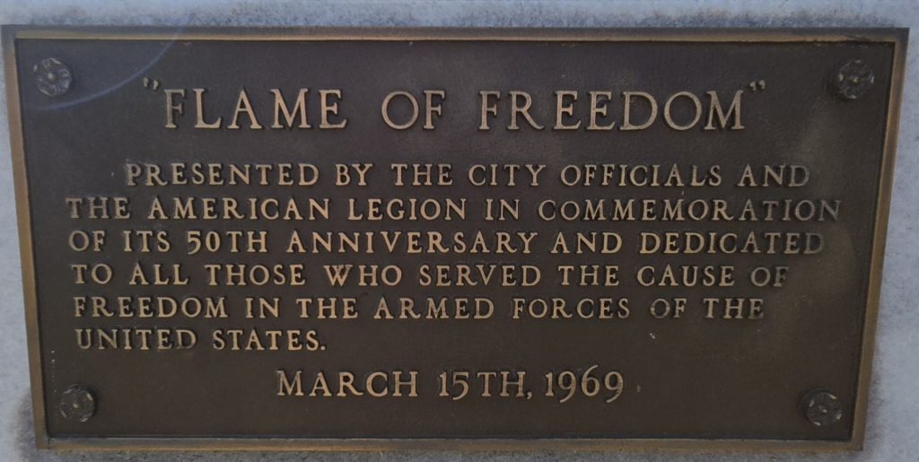 CITY OF COLLEGE PARK “FLAME OF FREEDOM” WAR MEMORIAL PLAQUE A