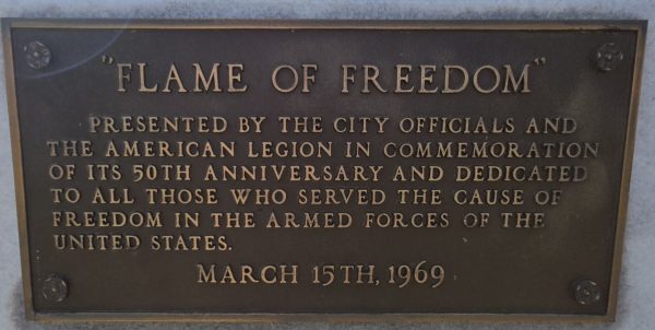 CITY OF COLLEGE PARK “FLAME OF FREEDOM” WAR MEMORIAL PLAQUE A