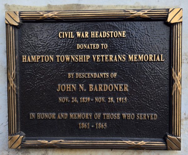 CIVIL WAR HEADSTONE MEMORIAL PLAQUE