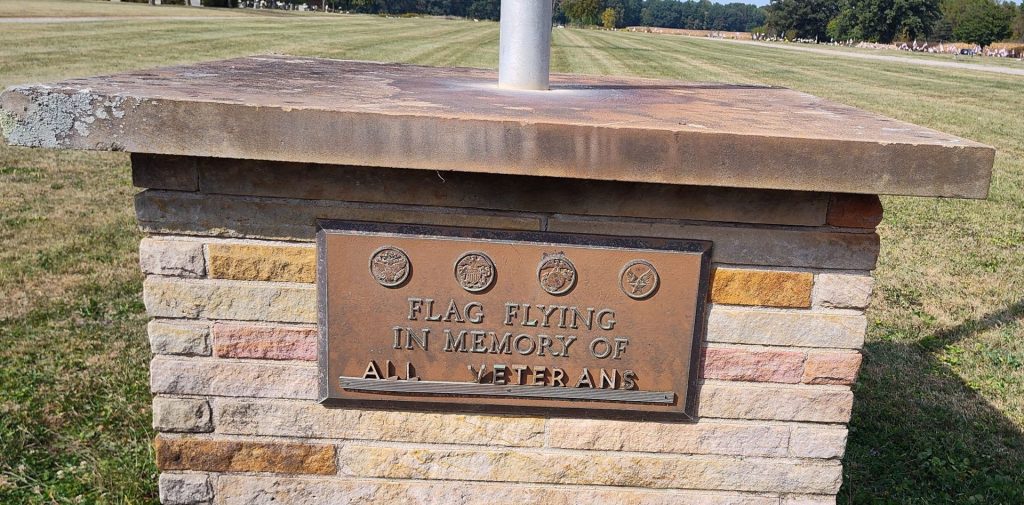 CRAWFORD COUNTY MEMORY GARDENS VETERANS MEMORIAL FLAGPOLE PLAQUE