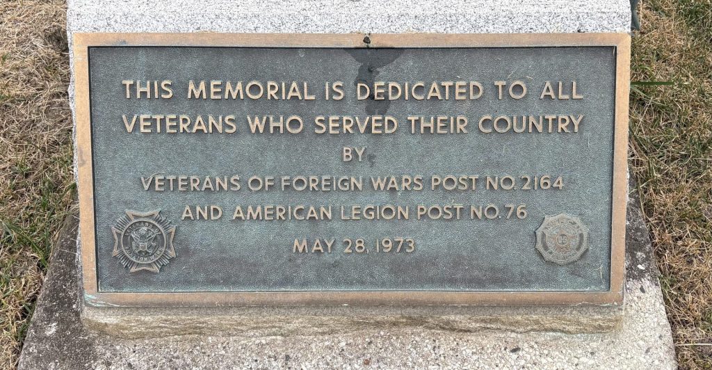 DEDICATED TO ALL VETERANS WHO SERVED THEIR COUNTRY MEMORIAL FLAGPOLE PLAQUE