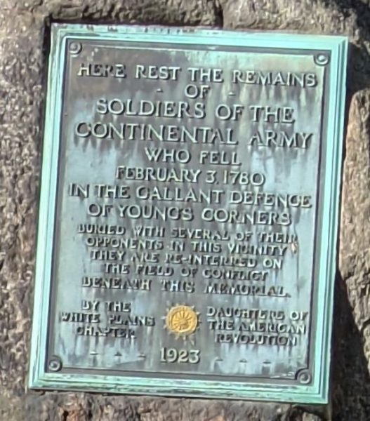 DEFENSE OF YOUNG’S CORNERS REVOLUTIONARY WAR MEMORIAL PLAQUE