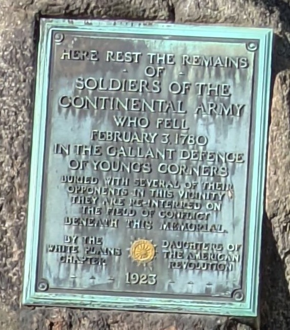 DEFENSE OF YOUNG’S CORNERS REVOLUTIONARY WAR MEMORIAL PLAQUE
