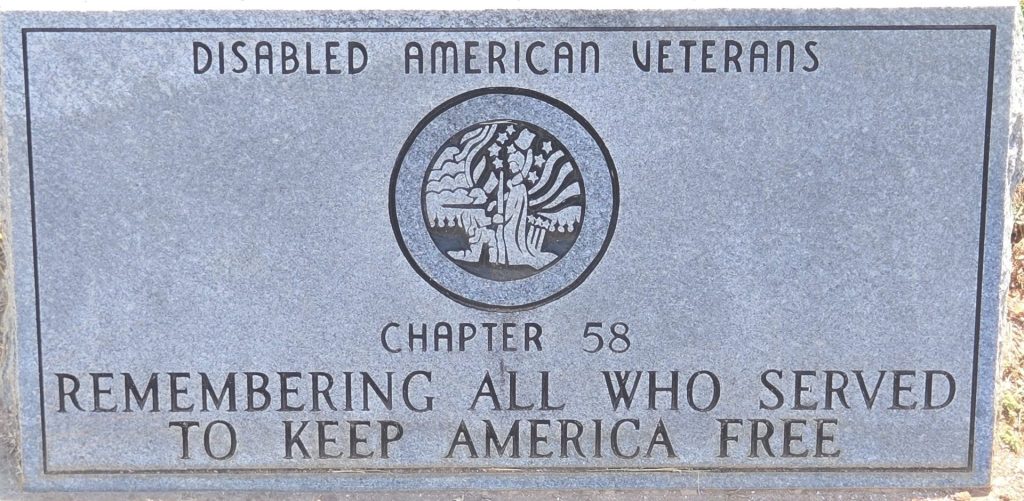 DISABLED AMERICAN VETERANS CHAPTER 58 ALL VETERANS MEMORIAL TABLET