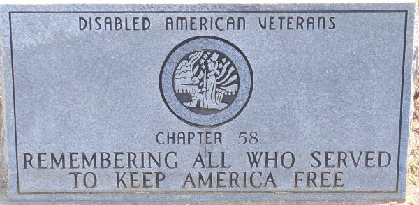 DISABLED AMERICAN VETERANS CHAPTER 58 ALL VETERANS MEMORIAL TABLET
