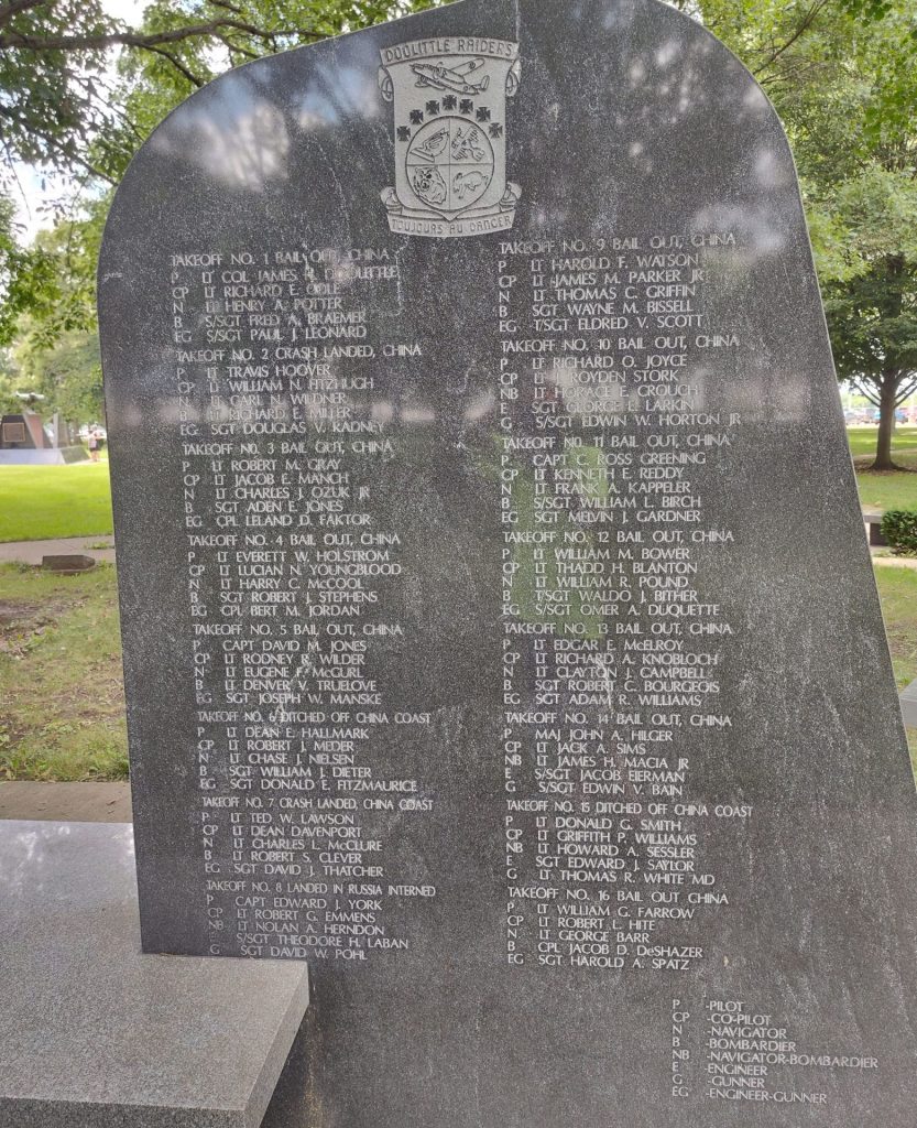 DOOLITTLE TOKYO RAIDERS WAR MEMORIAL STONE U