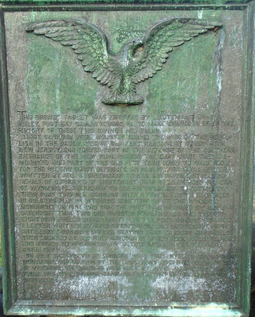 G.A.R. POST 567 WAR MEMORIAL CANNON PLAQUE