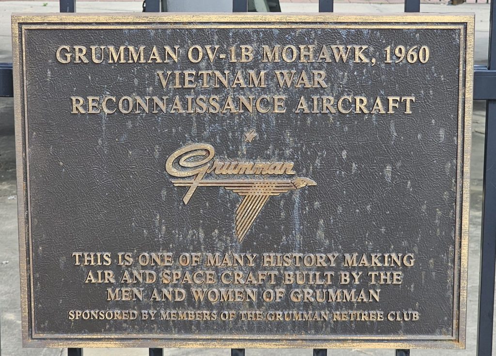 GRUMMAN OV-1B MOHAWK WAR MEMORIAL AIRCRAFT PLAQUE