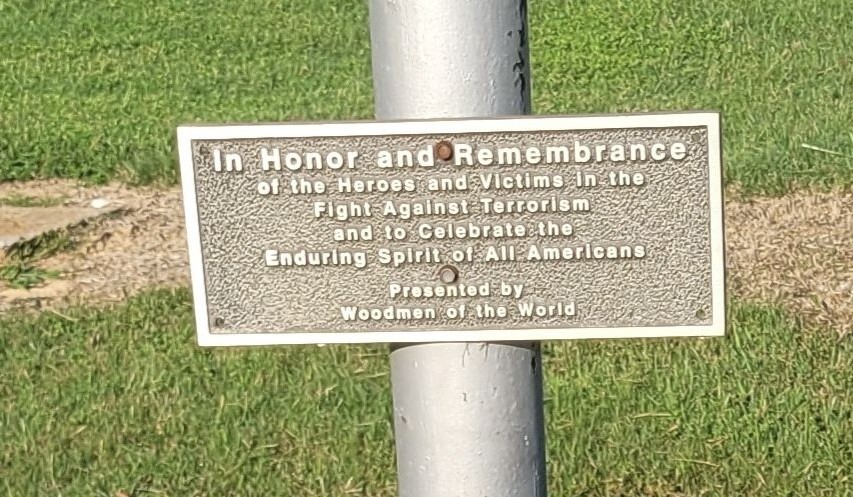 IN HONOR AND REMEMBRANCE IN THE FIGHT AGAINST TERRORISM MEMORIAL FLAGPOLE PLAQUE MCALESTER