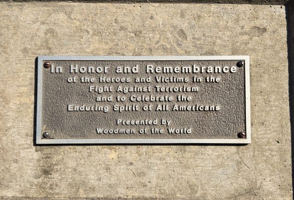 IN HONOR AND REMEMBRANCE IN THE FIGHT AGAINST TERRORISM WAR MEMORIAL FLAGPOLE PLAQUE