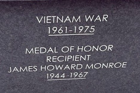 JAMES HOWARD MONROE MEDAL OF HONOR WAR MEMORIAL STONE