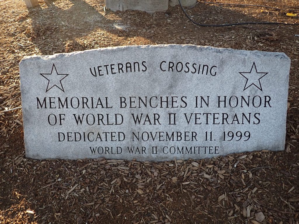 MEMORIAL BENCHES IN HONOR OF WORLD WAR II VETERANS MEMORIAL STONE