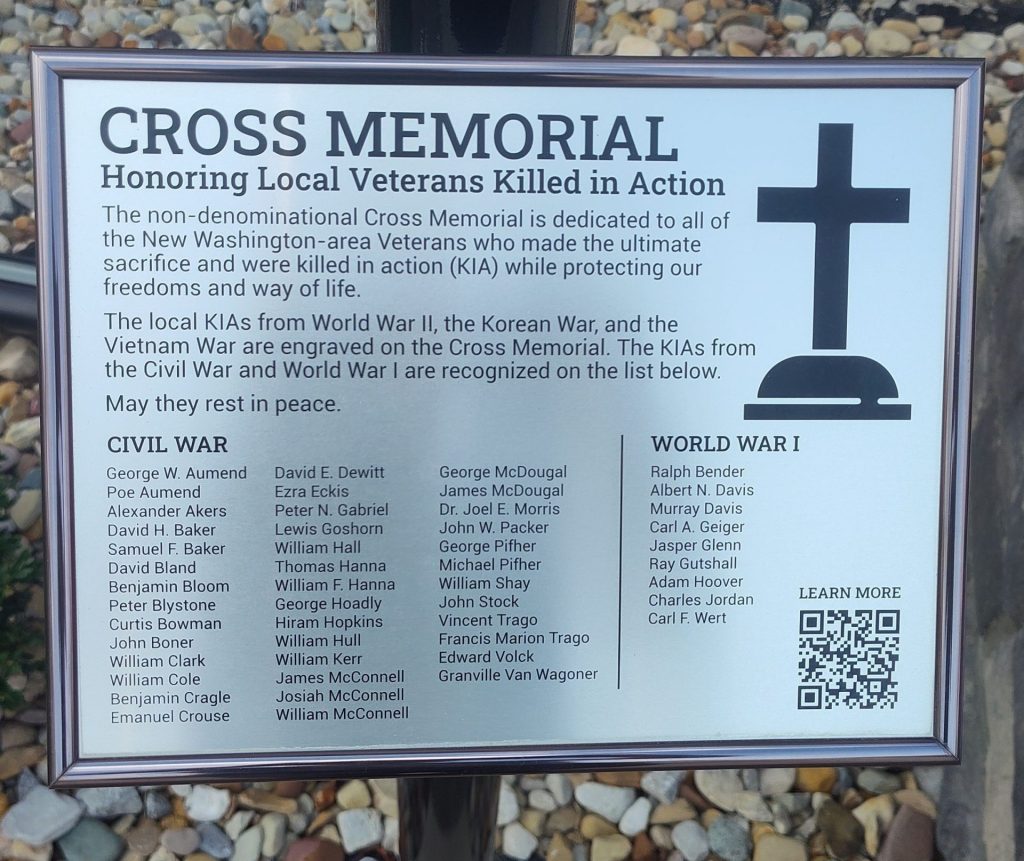 NEW WASHINGTON SUPREME SACRIFICE WAR MEMORIAL CROSS PLAQUE