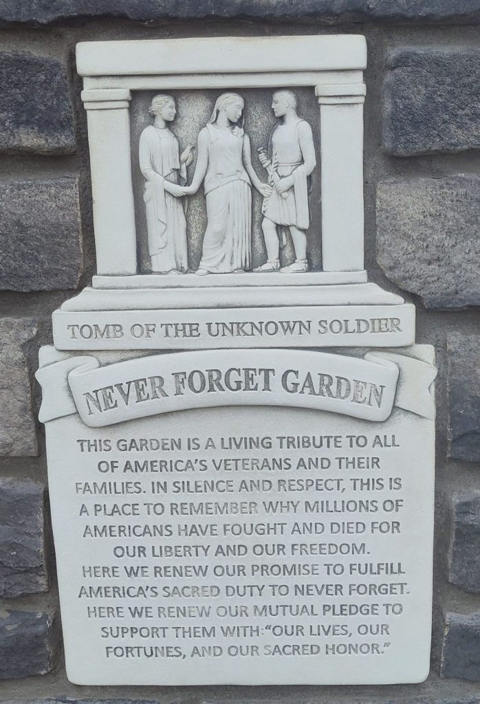 NEW WASHINGTON TOMB OF THE UNKNOWN SOLDIER NEVER FORGET GARDEN MEMORIAL STONE