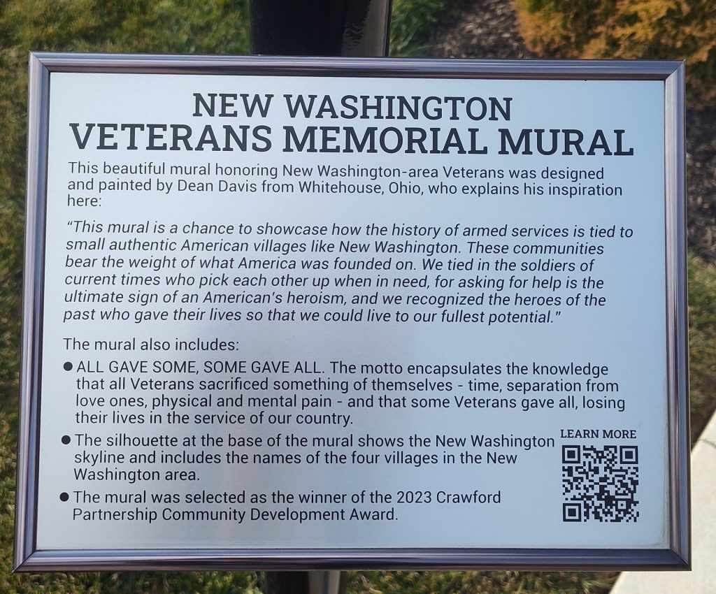 NEW WASHINGTON VETERANS MEMORIAL MURAL PLAQUE A