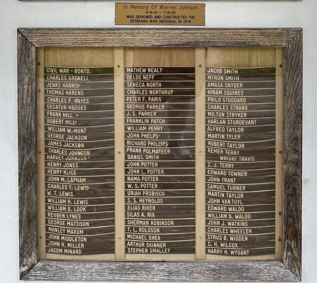 PRATTSBURGH HONOR ROLL WAR MEMORIAL GAZEBO PLAQUE B