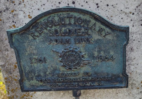 REVOLUTIONARY SOLDIER ADAM LINKS MEMORIAL MARKER