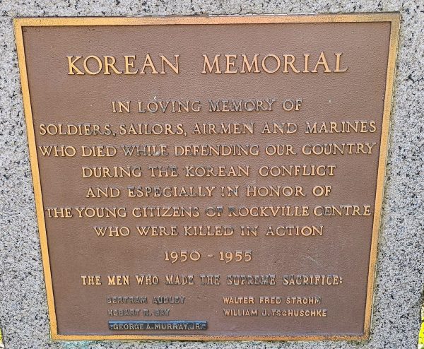 ROCKVILLE CENTRE KOREAN MEMORIAL PLAQUE