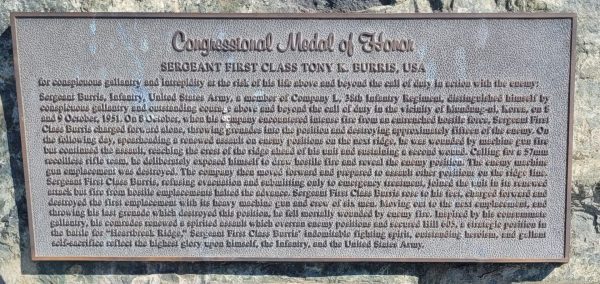 SERGEANT FIRST CLASS TONY K. BURRIS, USA WAR MEMORIAL PLAQUE A