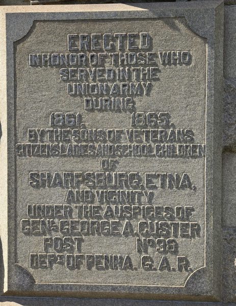 SHARPSBURG, ETNA, AND VICINITY CIVIL WAR MEMORIAL PLAQUE