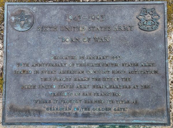 SIXTH UNITED STATES ARMY WAR MEMORIAL PLAQUE