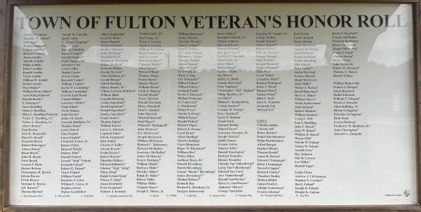 TOWN OF FULTON VETERANS HONOR ROLL MEMORIAL FRONT