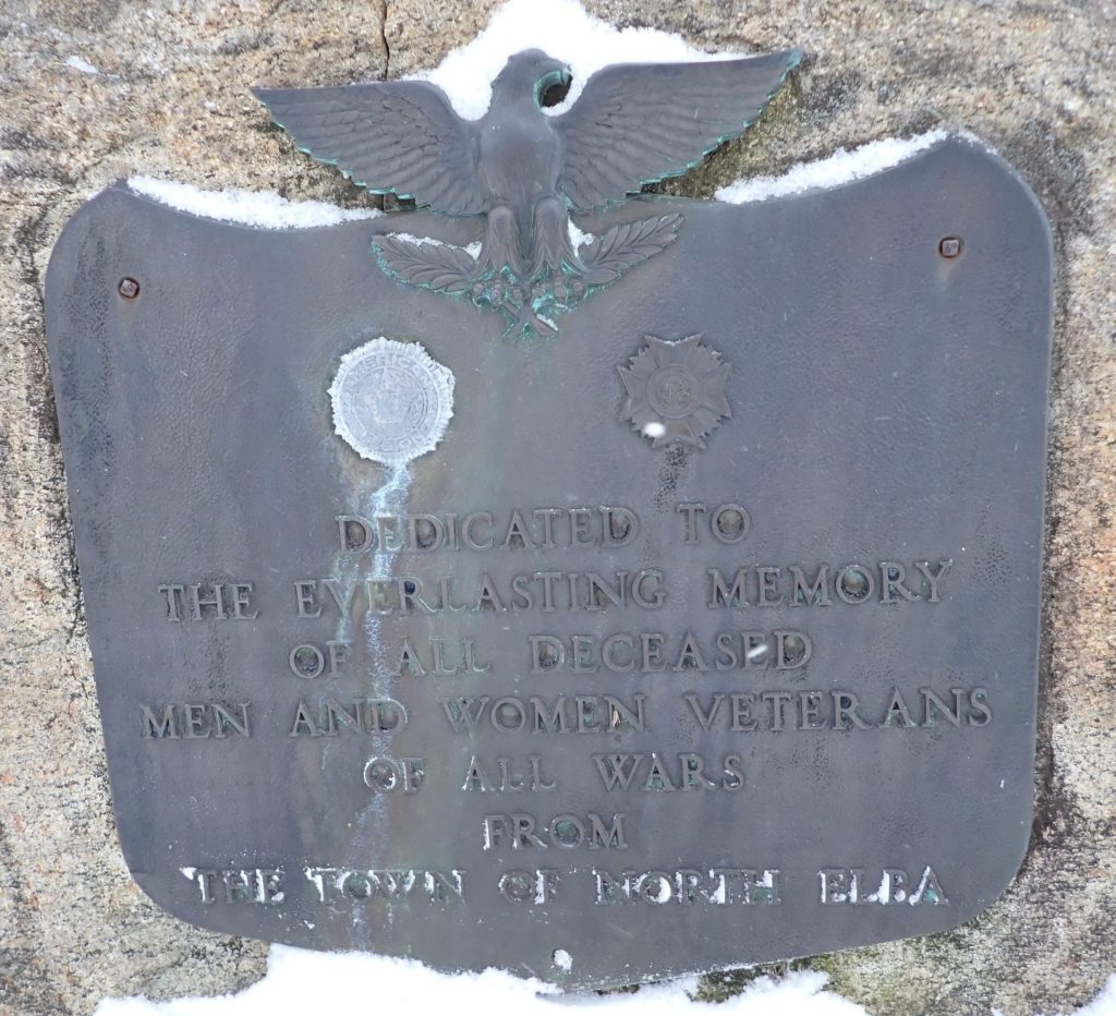TOWN OF NORTH ELBA VETERANS OF ALL WARS MEMORIAL PLAQUE