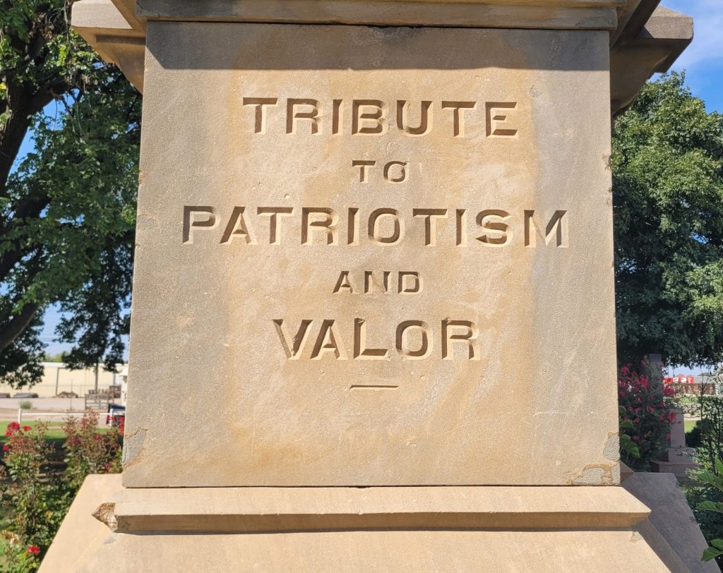 TRIBUTE TO PATRIOTISM AND VALOR WAR MEMORIAL STONE A