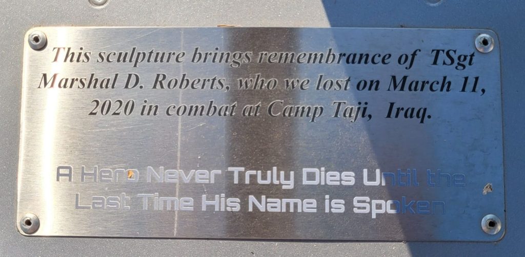 TSGT MARSHAL D. ROBERTS WAR MEMORIAL PLAQUE A