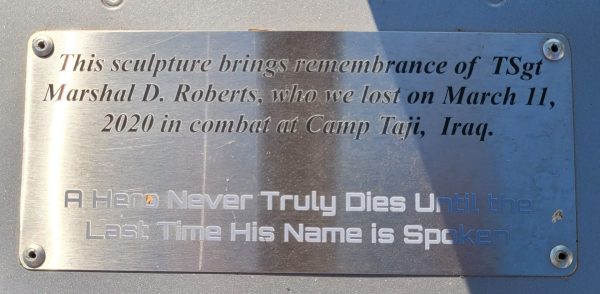 TSGT MARSHAL D. ROBERTS WAR MEMORIAL PLAQUE A