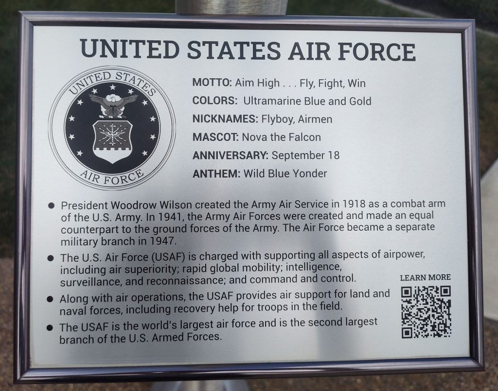 UNITED STATES AIR FORCE MEMORIAL FLAGPOLE PLAQUE