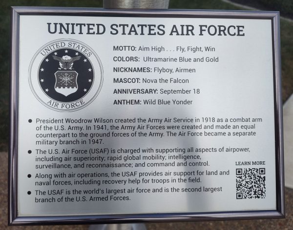 UNITED STATES AIR FORCE MEMORIAL FLAGPOLE PLAQUE