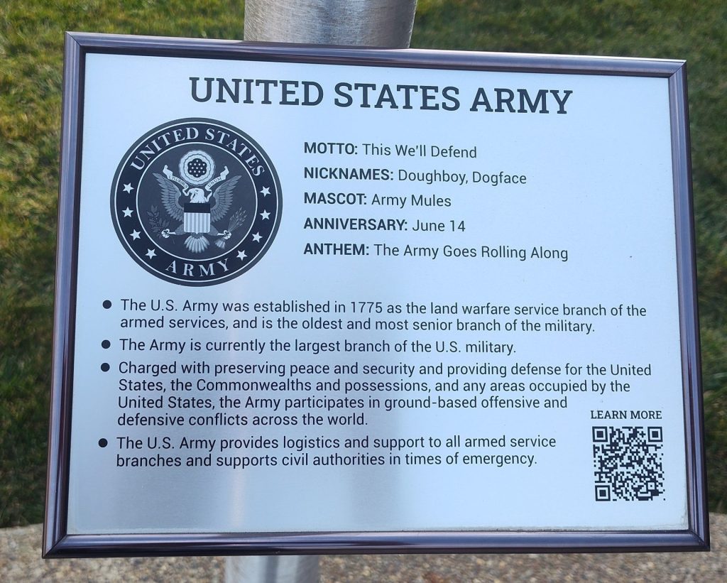 UNITED STATES ARMY MEMORIAL FLAGPOLE PLAQUE