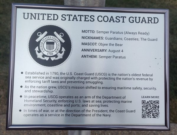 UNITED STATES COAST GUARD MEMORIAL FLAGPOLE PLAQUE