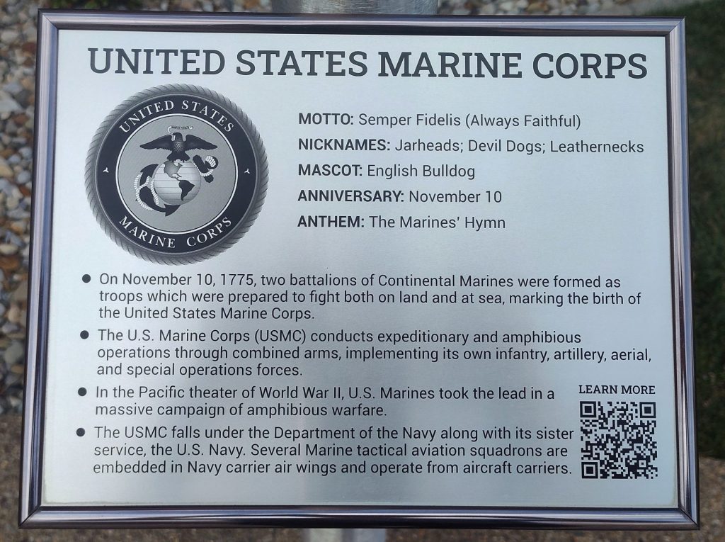 UNITED STATES MARINE CORPS MEMORIAL FLAGPOLE PLAQUE