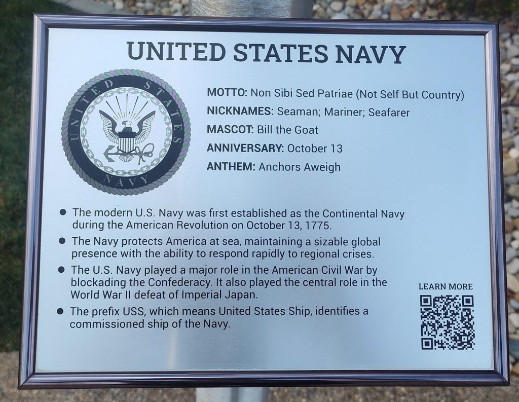 UNITED STATES NAVY MEMORIAL FLAGPOLE PLAQUE