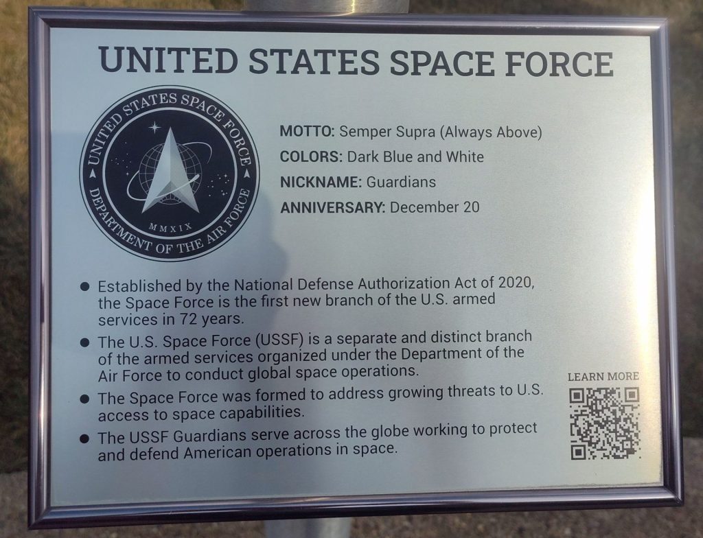 UNITED STATES SPACE FORCE MEMORIAL FLAGPOLE PLAQUE