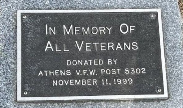 V.F.W. POST 5302 ALL VETERANS MEMORIAL PLAQUE